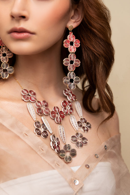 Flowerful Cascade Statement Necklace, Made with Paper