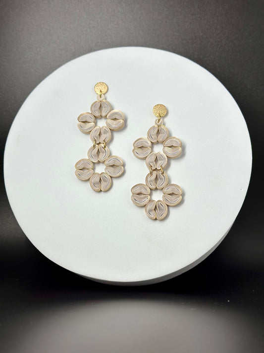 Two Tiered Cherry Blossom Flower Dangle Paper Earrings