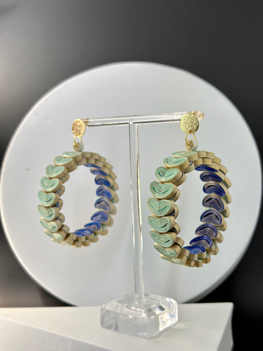 Medium Two-Toned Hoop Paper Earrings