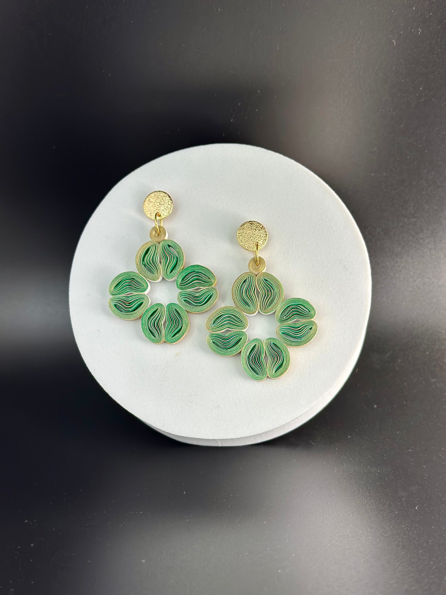 Floral Solitaire Cherry Blossom Flower Dangle Paper Earrings