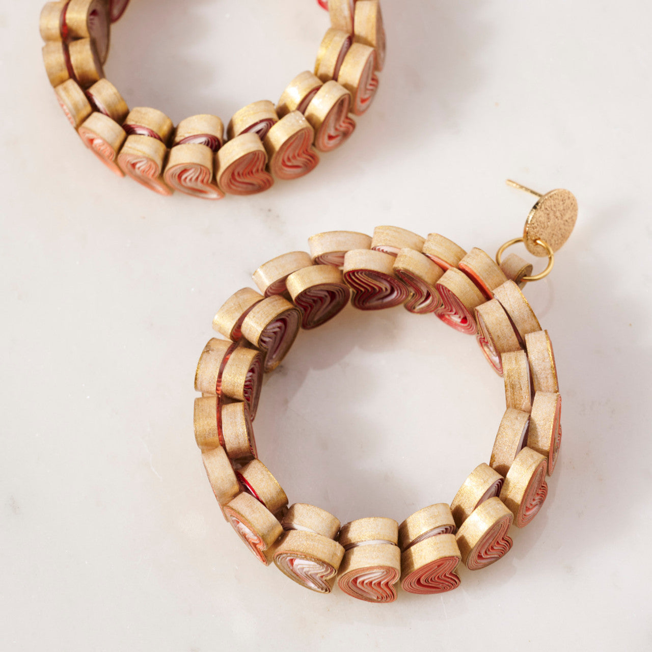 Small Two-Toned Hoop Paper Earrings