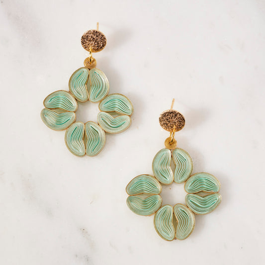 Floral Solitaire Cherry Blossom Flower Dangle Paper Earrings