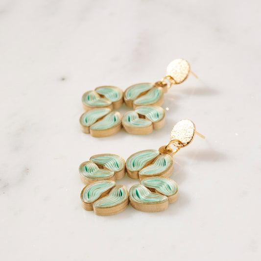 Floral Solitaire Cherry Blossom Flower Dangle Paper Earrings