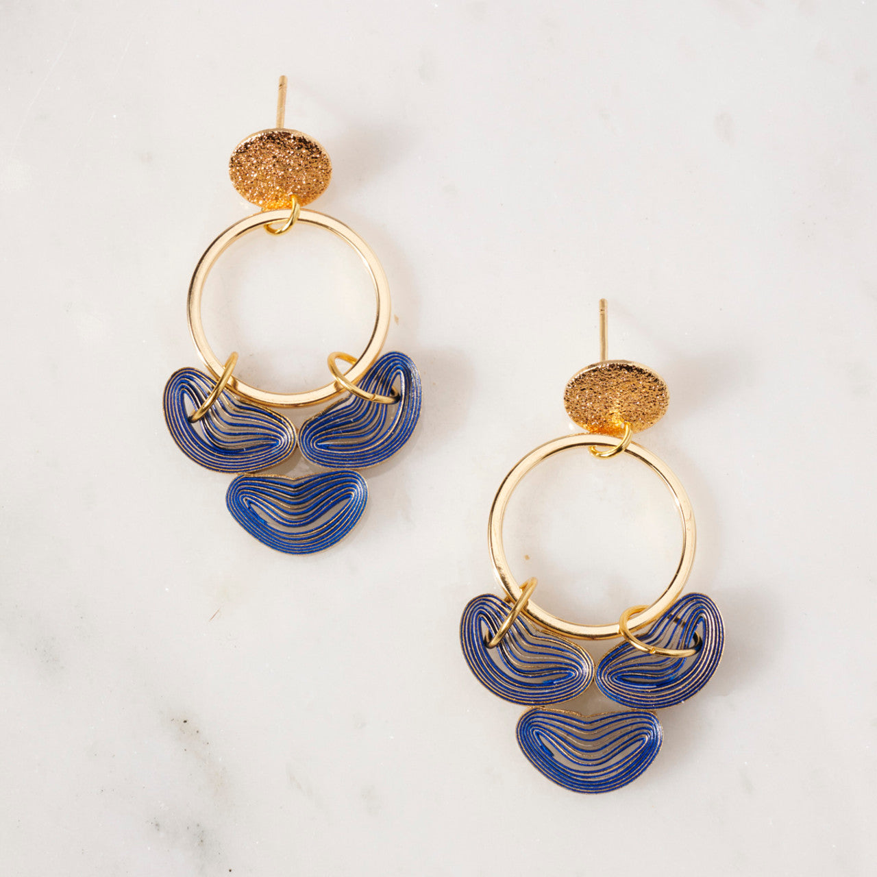 The Baby Chandelier: Art Deco inspired dangle earrings, architectural, geometric black and gold, lightweight black paper quilling