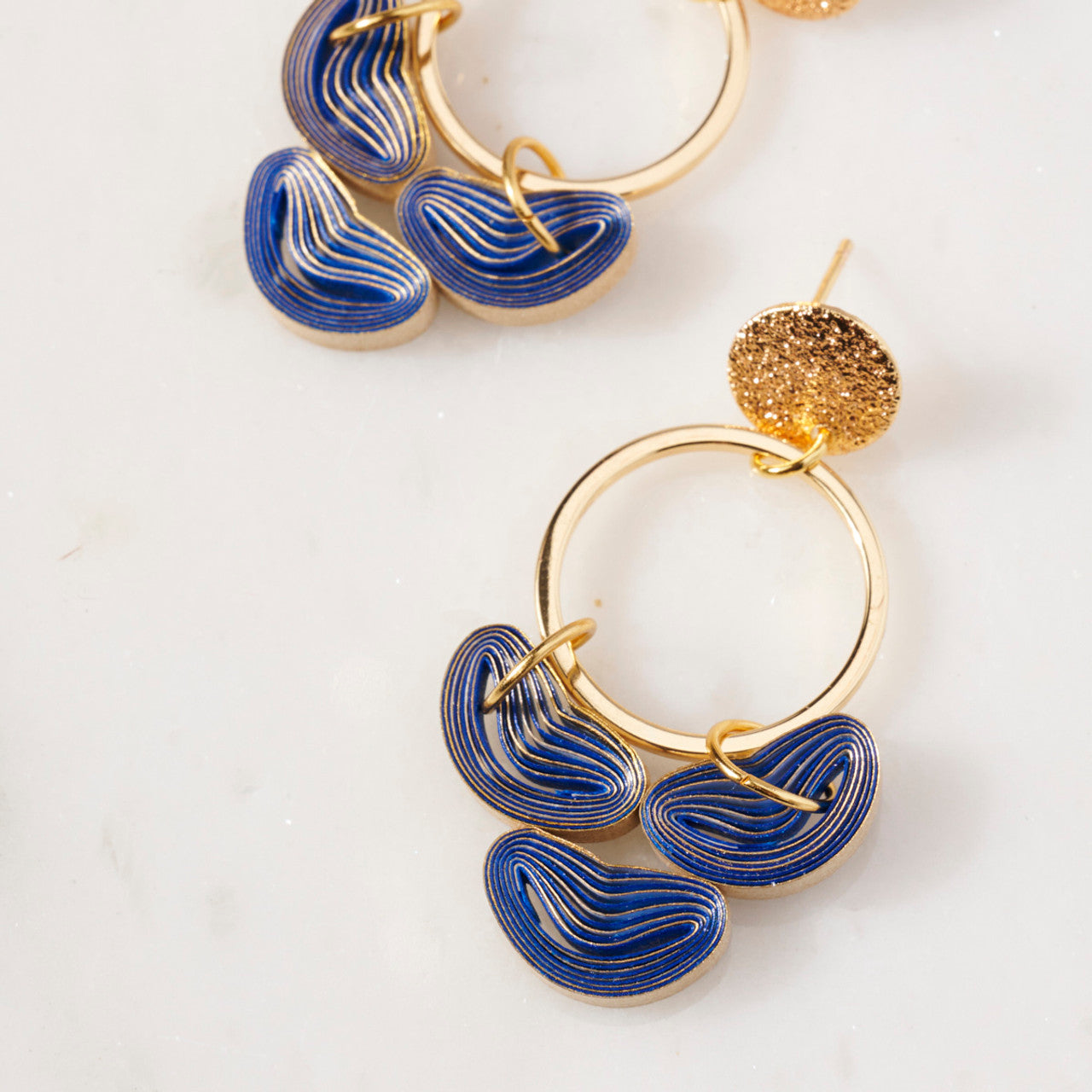 The Baby Chandelier: Art Deco inspired dangle earrings, architectural, geometric black and gold, lightweight black paper quilling
