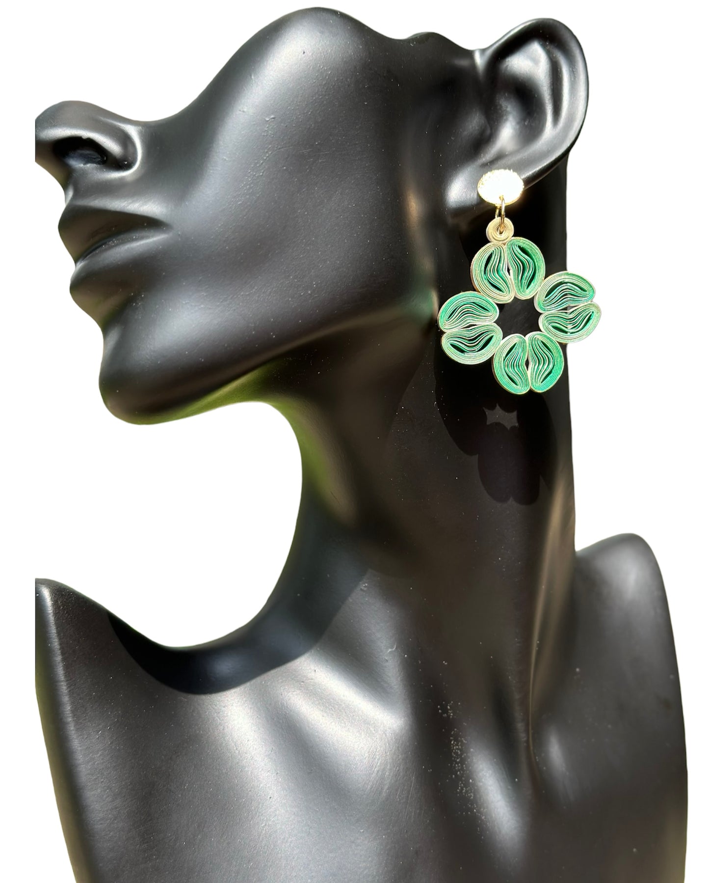 Floral Solitaire Cherry Blossom Flower Dangle Paper Earrings
