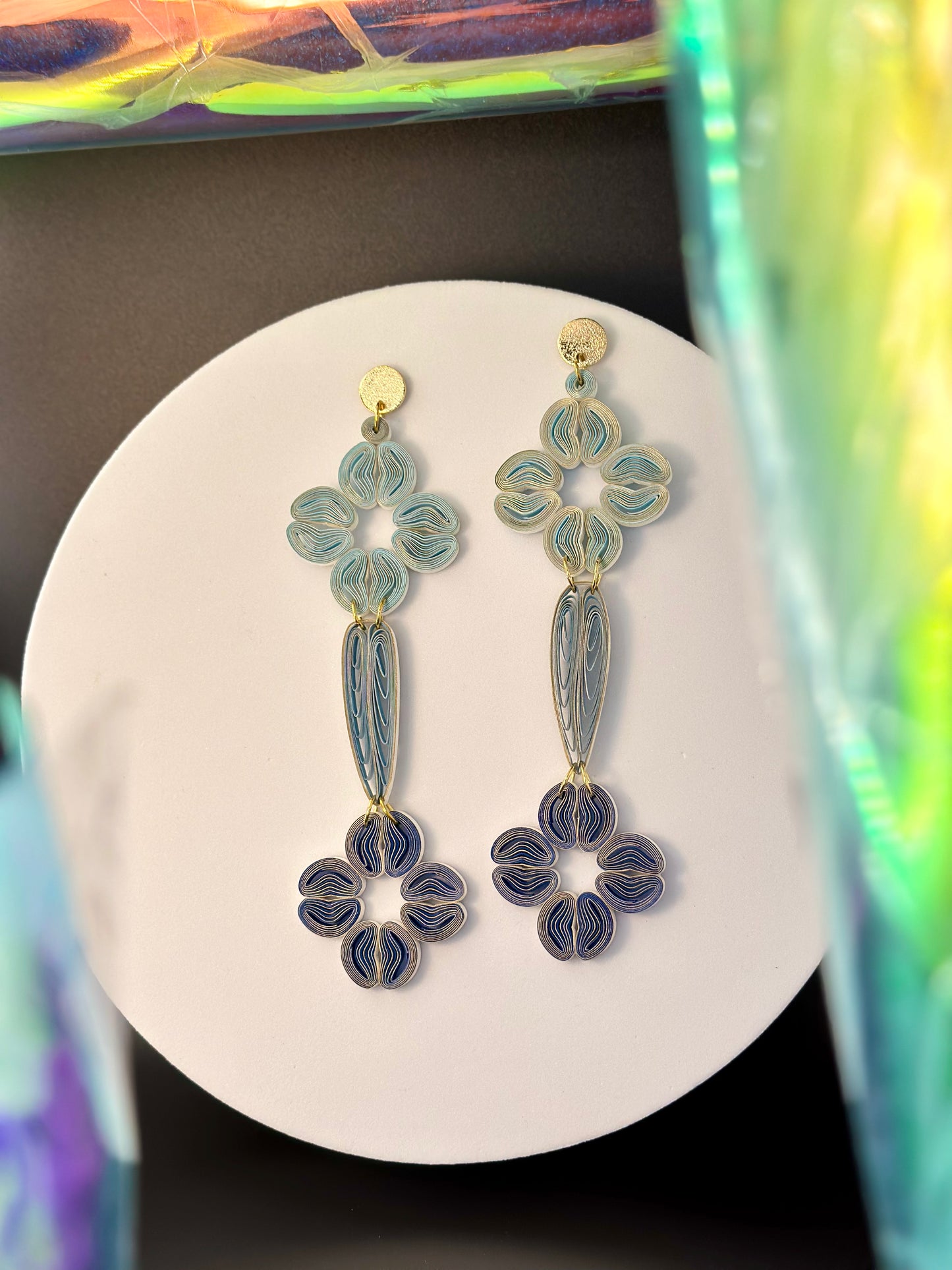 Flowerful Cascade Dangle Paper Earrings