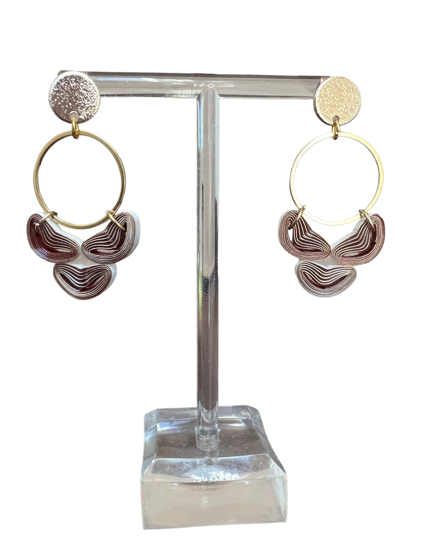 The Baby Chandelier: Art Deco inspired dangle earrings, architectural, geometric black and gold, lightweight black paper quilling