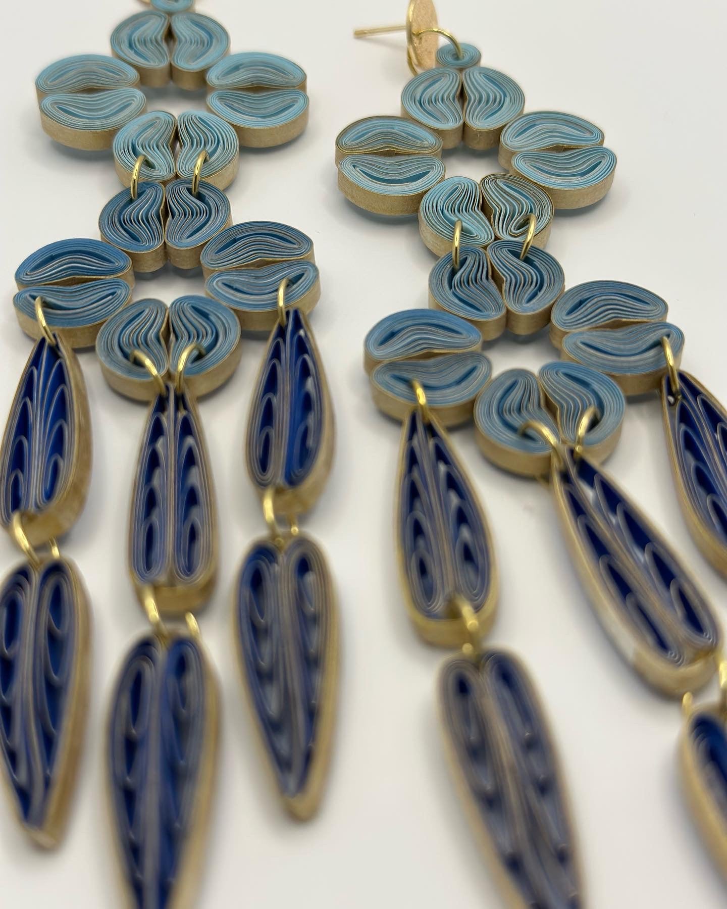 Quilled Earrings Indigo Ombre Bunch - Trade Roots